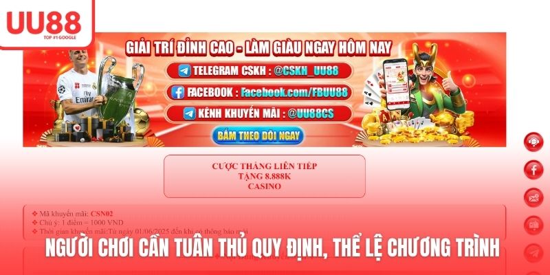 Người chơi cần tuân thủ quy định, thể lệ chương trình